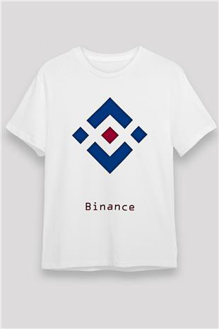 Binance Unisex Baskılı Beyaz Tişört - Tshirt
