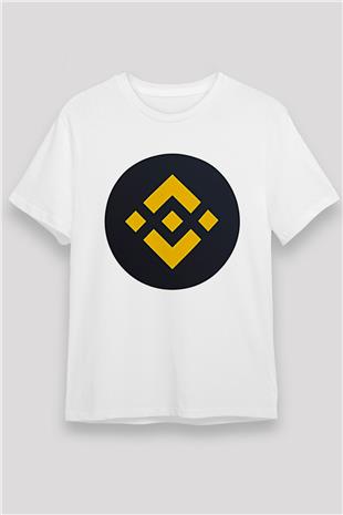 Binance Unisex Baskılı Beyaz Tişört - Tshirt