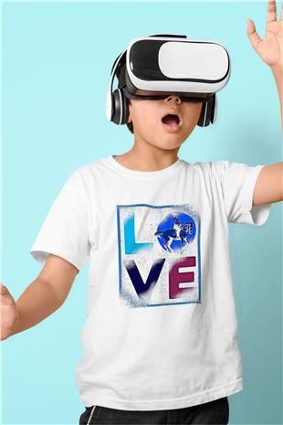 Binicilik Baskılı Unisex Beyaz Çocuk Tişört - Tshirt