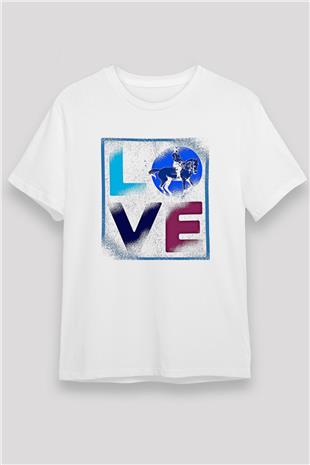 Binicilik Baskılı Unisex Beyaz Tişört - Tshirt