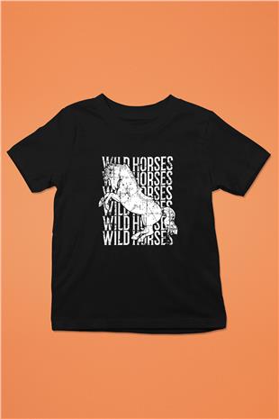 Binicilik - Riding Baskılı Unisex Siyah Çocuk Tİşörtü - Tshirt