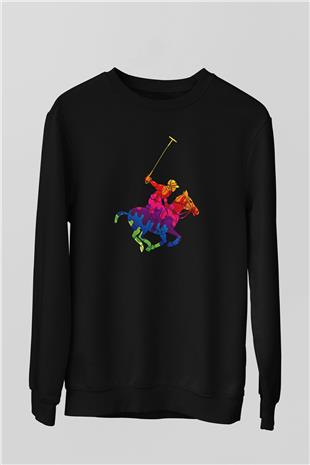 Binicilik - Riding Baskılı Unisex Siyah Sweatshirt