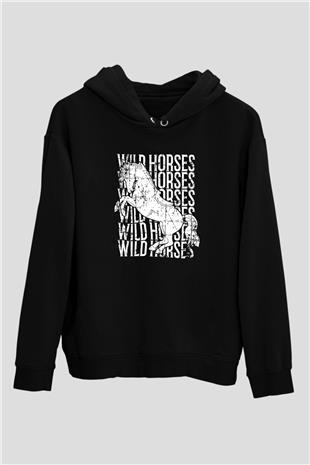 Binicilik - Riding Baskılı Unisex Siyah Hoodie