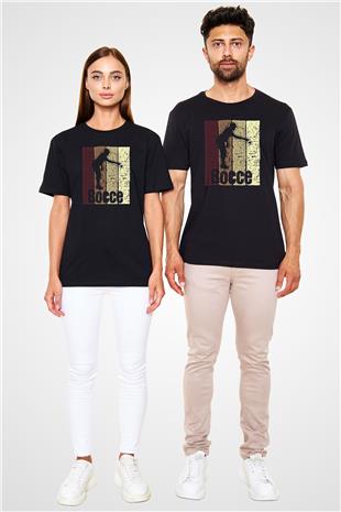 Binicilik - Riding Baskılı Unisex Siyah Tişört - Tshirt