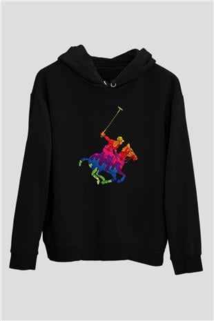 Binicilik - Riding Baskılı Unisex Siyah Hoodie