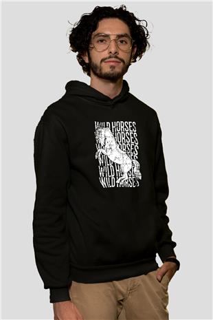 Binicilik - Riding Baskılı Unisex Siyah Hoodie