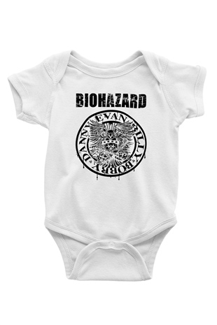 Biohazard Baskılı Beyaz Unisex Bebek Body - Zıbın