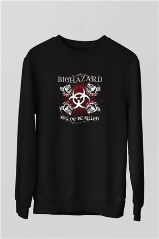 Biohazard Baskılı Unisex Siyah Sweatshirt