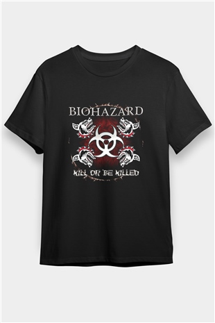 Biohazard Baskılı Unisex Siyah Tişört