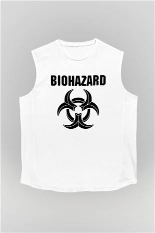 Biohazard Beyaz Unisex Kolsuz Tişört