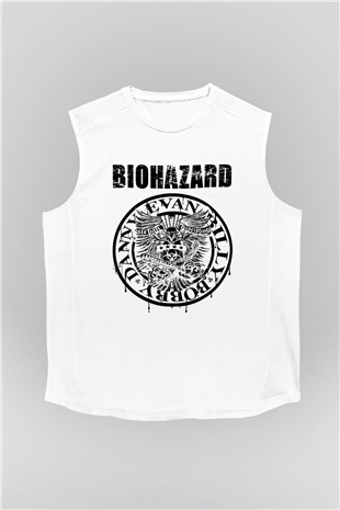 Biohazard Beyaz Unisex Kolsuz Tişört