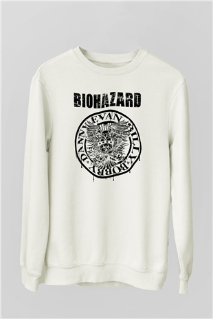 Biohazard Beyaz Unisex Sweatshirt