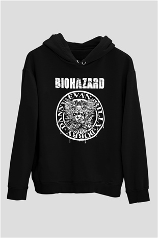 Biohazard Siyah Unisex Kapüşonlu Sweatshirt
