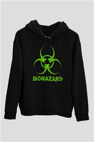 Biohazard Siyah Unisex Kapüşonlu Sweatshirt