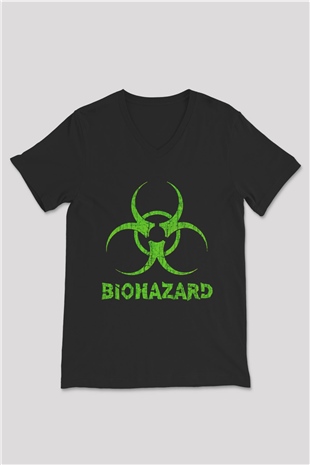 Biohazard Siyah Unisex V Yaka Tişört