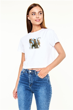 Bionic Commando Beyaz  Crop Top Tişört