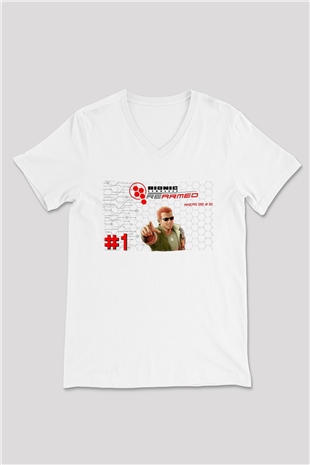Bionic Commando Beyaz Unisex V Yaka Tişört