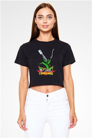 Bionic Commando Siyah   Crop Top Tişört