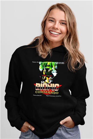 Bionic Commando Siyah Unisex Hoodie
