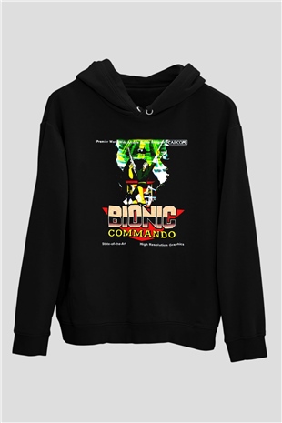 Bionic Commando Siyah Unisex Hoodie
