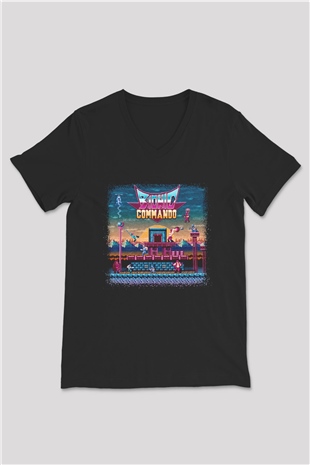 Bionic Commando Siyah Unisex  V Yaka Tişört