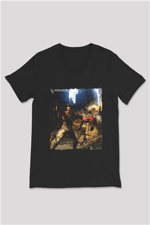 Bionic Commando Siyah Unisex V Yaka Tişört