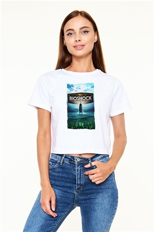 BioShock Beyaz  Crop Top Tişört