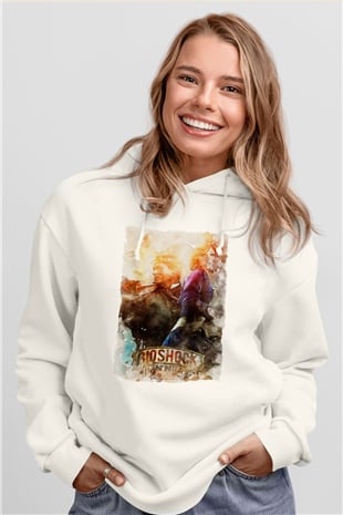 BioShock Beyaz Unisex Hoodie