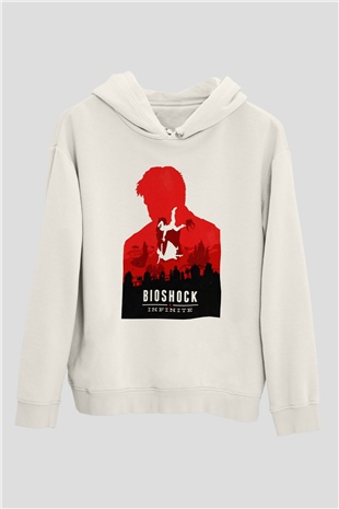 BioShock Beyaz Unisex Kapşonlu Sweatshirt