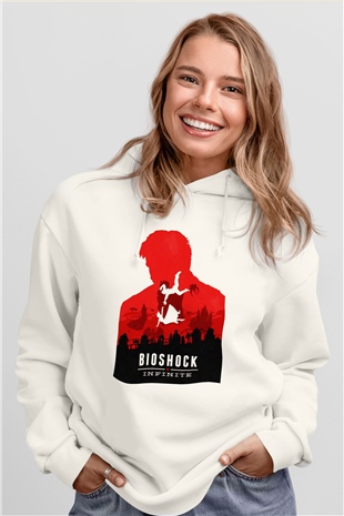BioShock Beyaz Unisex Kapşonlu Sweatshirt
