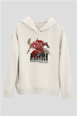 BioShock Beyaz Unisex Kapşonlu Sweatshirt