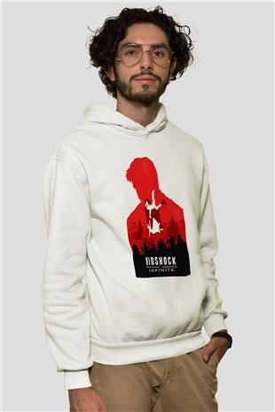 BioShock Beyaz Unisex Kapşonlu Sweatshirt