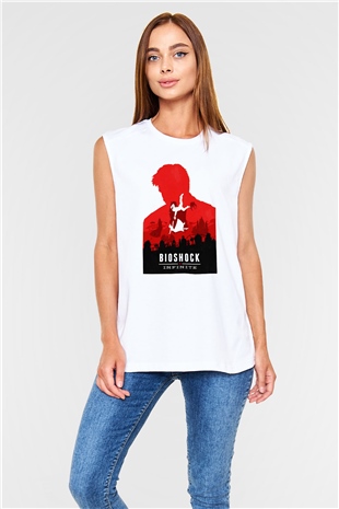 BioShock Beyaz Unisex Kolsuz Tişört