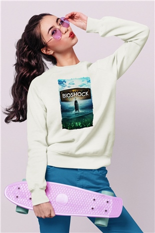 BioShock Beyaz Unisex Sweatshirt