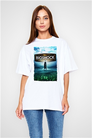 BioShock Beyaz Oversize Tişört Oversize T-shirt