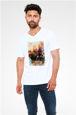BioShock Beyaz Unisex V Yaka Tişört