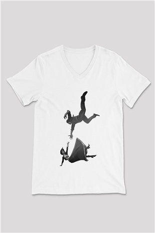 BioShock Beyaz Unisex V Yaka Tişört T-Shirt