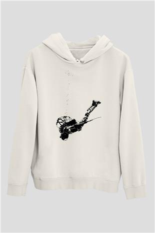 Bioshock James Baskılı Beyaz Unisex Kapüşonlu Sweatshirt