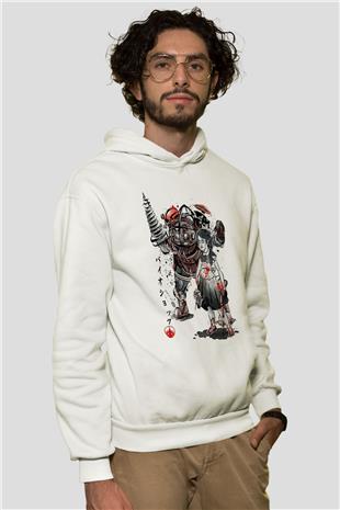 Bioshock James Baskılı Beyaz Unisex Kapüşonlu Sweatshirt