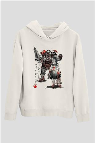 Bioshock James Baskılı Beyaz Unisex Kapüşonlu Sweatshirt