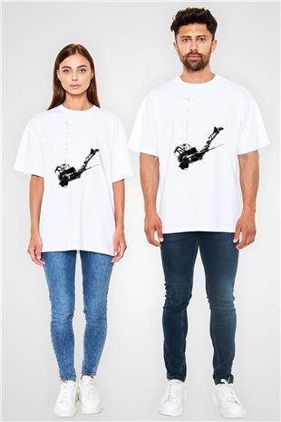 Bioshock James Baskılı Beyaz Unisex Oversize Tişört - Tshirt