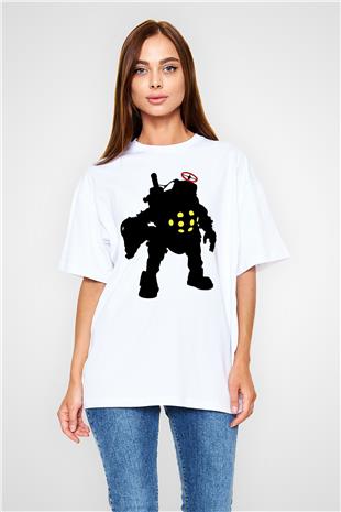 Bioshock James Baskılı Beyaz Unisex Oversize Tişört - Tshirt