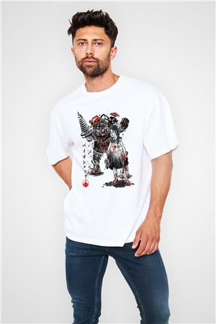 Bioshock James Baskılı Beyaz Unisex Oversize Tişört - Tshirt