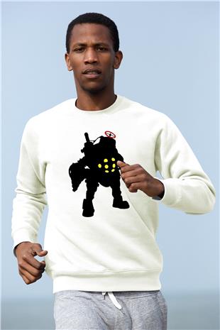 Bioshock James Baskılı Beyaz Unisex Sweatshirt