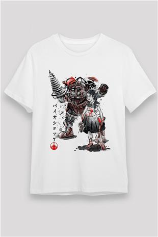 Bioshock James Baskılı Unisex Beyaz Tişört - Tshirt