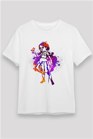 Bioshock James Baskılı Unisex Beyaz Tişört - Tshirt