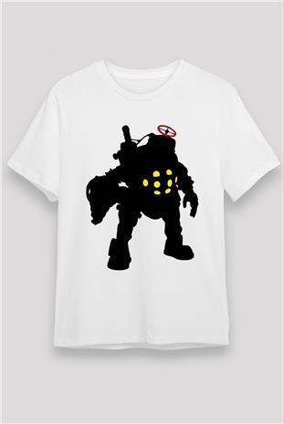 Bioshock James Baskılı Unisex Beyaz Tişört - Tshirt