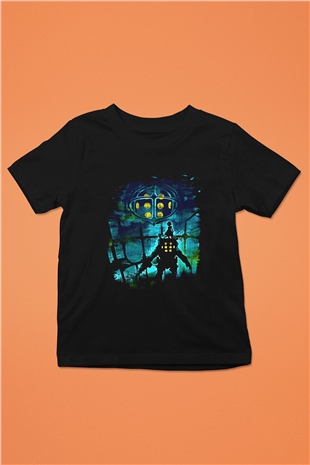 Bioshock James Baskılı Unisex Siyah Çocuk Tişört - Tshirt