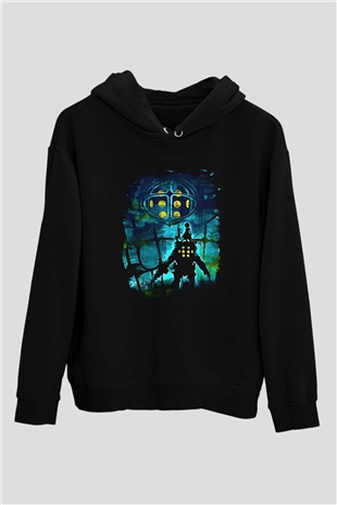 Bioshock James Baskılı Unisex Siyah Kapüşonlu Sweatshirt