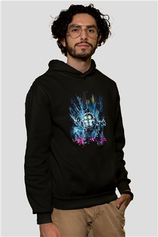 Bioshock James Baskılı Unisex Siyah Kapüşonlu Sweatshirt